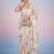 off_white floral mirror work satin saree