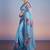 blue floral sequinned satin designer saree