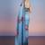 blue floral sequinned satin designer saree