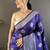 violet woven design zari banarasi saree with unstitched blouse piece