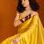 Yellow floral poly chiffon saree