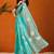 Blue floral poly chiffon saree