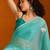 Blue floral poly chiffon saree