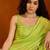 green floral poly chiffon saree