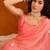Pink floral poly chiffon saree