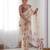 Beige floral printed mirror work pure chiffon saree