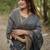 Grey ethnic motifs embroidered tussar saree