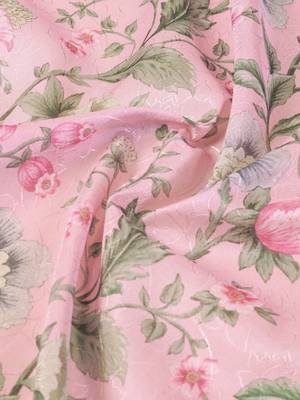 Pink floral printed zari saree 5