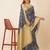 Purple geometric printed zari saree