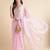 pink embellished beads and stones pure chiffon saree