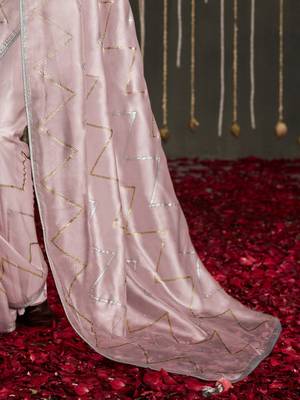 rose rose gold & gold-toned beads and stones silk blend saree 4