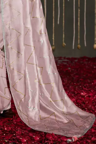 rose rose gold & gold-toned beads and stones silk blend saree