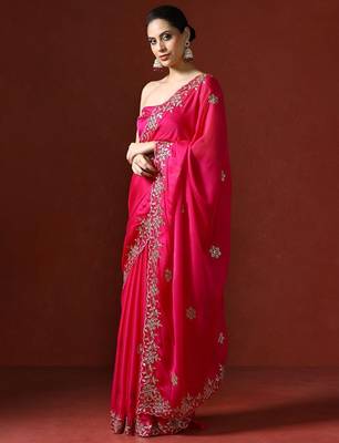 pink embellished sequinned saree 2