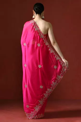pink embellished sequinned saree