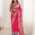 Pink tie and dye mirror work silk blend designer saree