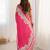 Pink tie and dye mirror work silk blend designer saree