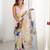 cream kutchi embroidery silk blend saree