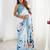 White tie and dye mirror work silk blend designer saree