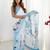White tie and dye mirror work silk blend designer saree