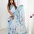 White tie and dye mirror work silk blend designer saree