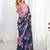 White floral kutchi embroidery silk blend saree