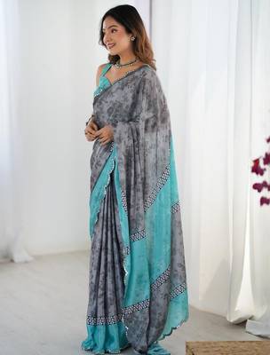 cream floral kutchi embroidery silk blend saree 2