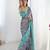 cream floral kutchi embroidery silk blend saree
