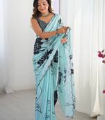 Magenta tie and dye mirror work silk blend designer saree