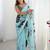 Magenta tie and dye mirror work silk blend designer saree