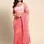 red floral embroidered organza saree