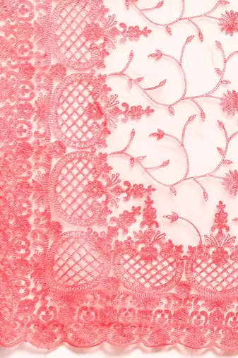 red floral embroidered organza saree