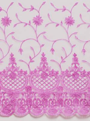 lavender floral embroidered organza saree 4