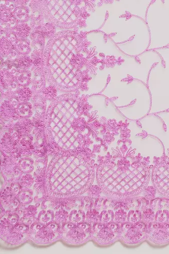lavender floral embroidered organza saree