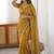 Mustard leheriya embroidered satin designer saree