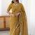 Mustard leheriya embroidered satin designer saree