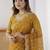 Mustard leheriya embroidered satin designer saree
