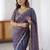 blue woven design zari satin designer saree