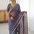 blue woven design zari satin designer saree