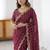 Maroon embellished embroidered satin heavy work saree
