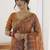 orange embellished embroidered satin saree