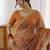 orange embellished embroidered satin saree