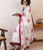 White ethnic motifs ready to wear bagh saree