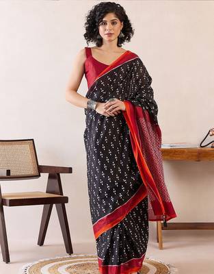 black ethnic motifs ready to wear bagh saree 1