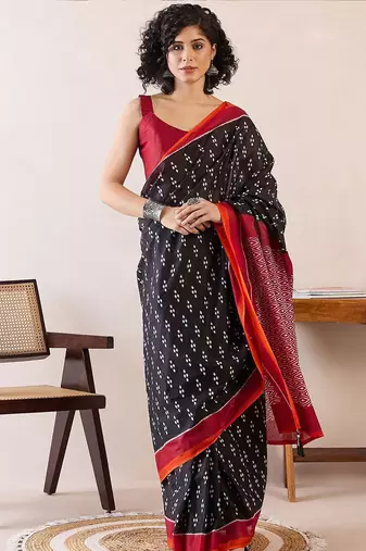 black ethnic motifs ready to wear bagh saree