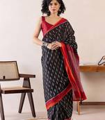 black ethnic motifs ready to wear bagh saree