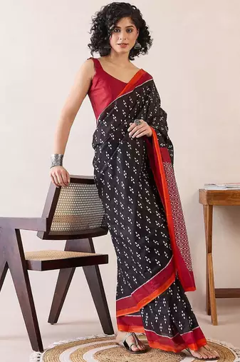 black ethnic motifs ready to wear bagh saree