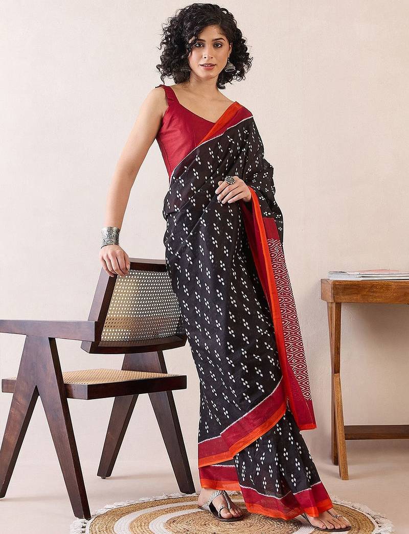 black ethnic motifs ready to wear bagh saree