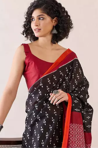 black ethnic motifs ready to wear bagh saree