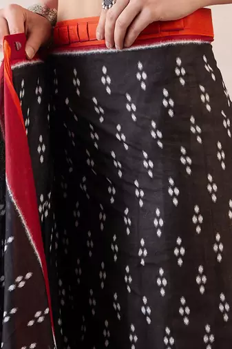 black ethnic motifs ready to wear bagh saree