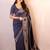 grey printed chanderi saree  with unstitched blouse piece